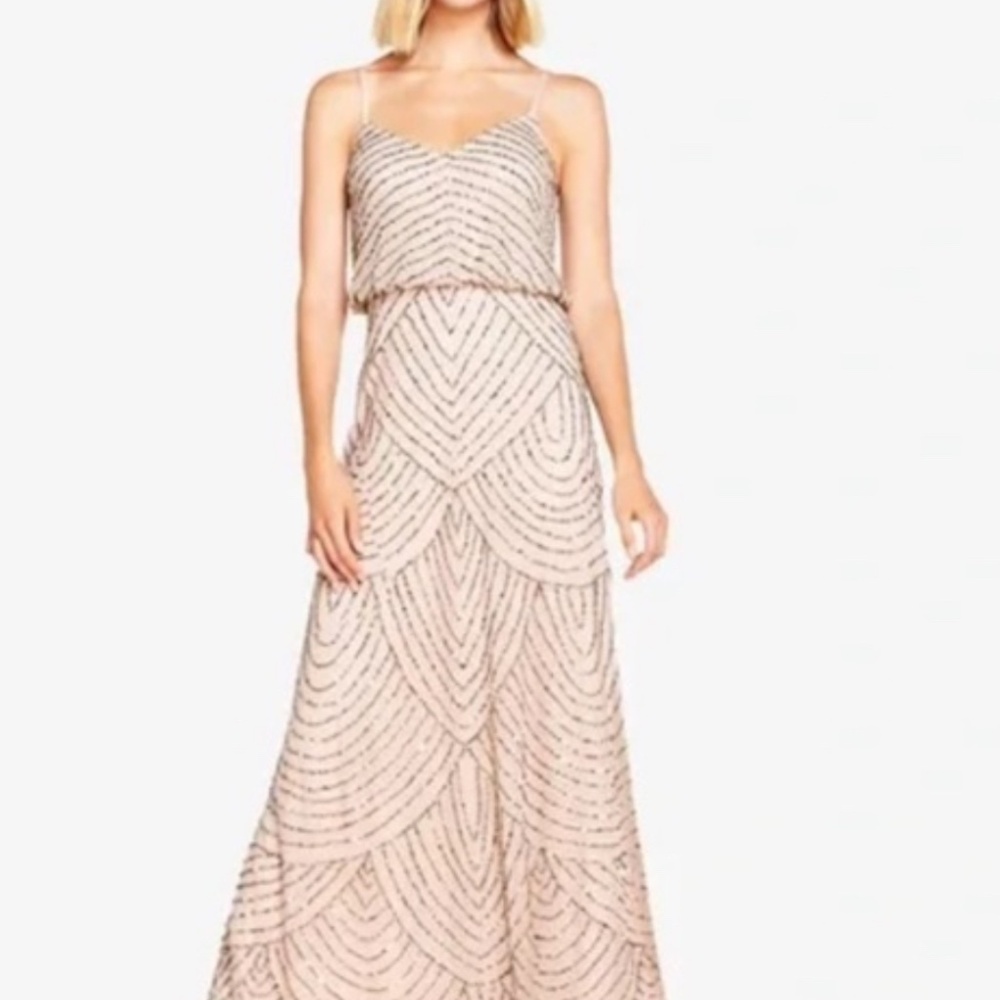 Adrianna Papell Beaded Sequin Gown Size 6